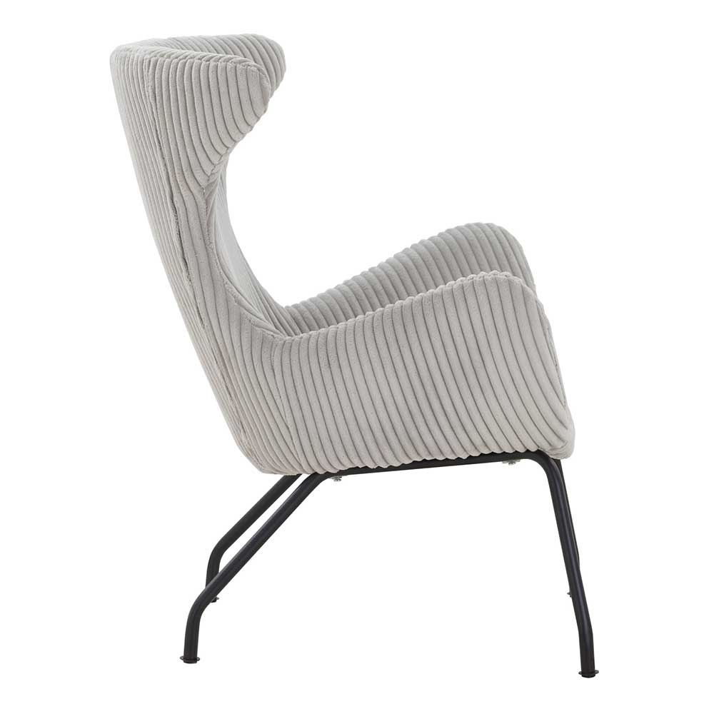 Grauer Cord Sessel im Skandi Design - Abid
