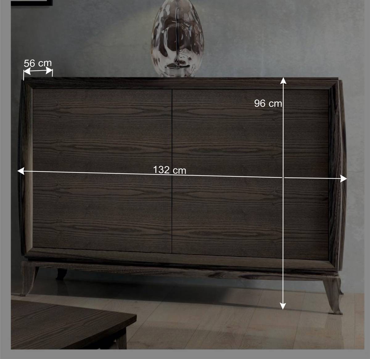 132x96x56 Mid Century Türenkommode in Braun - Lacruzira