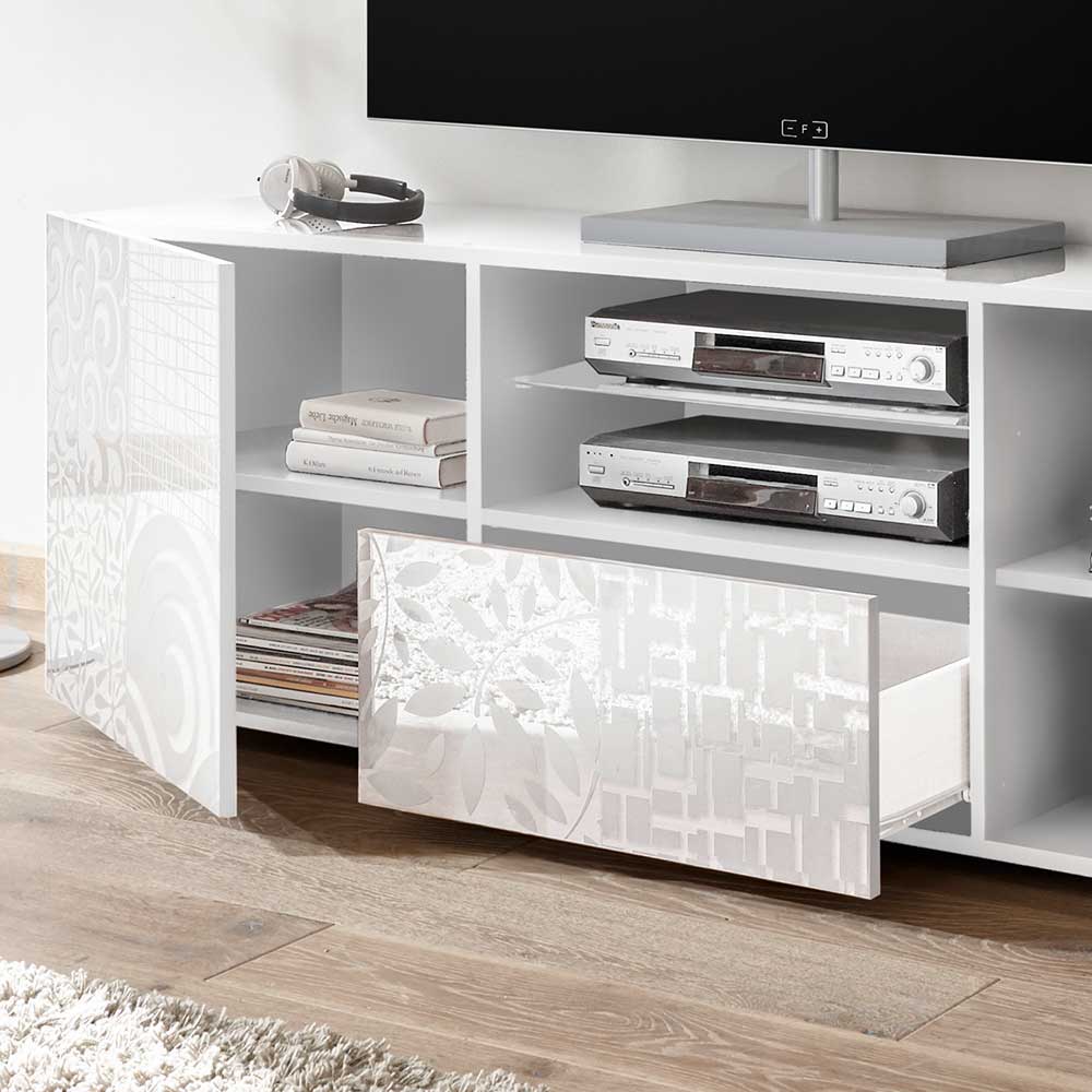 TV Board in Hochglänzend Weiß lackiert - Vascaub I