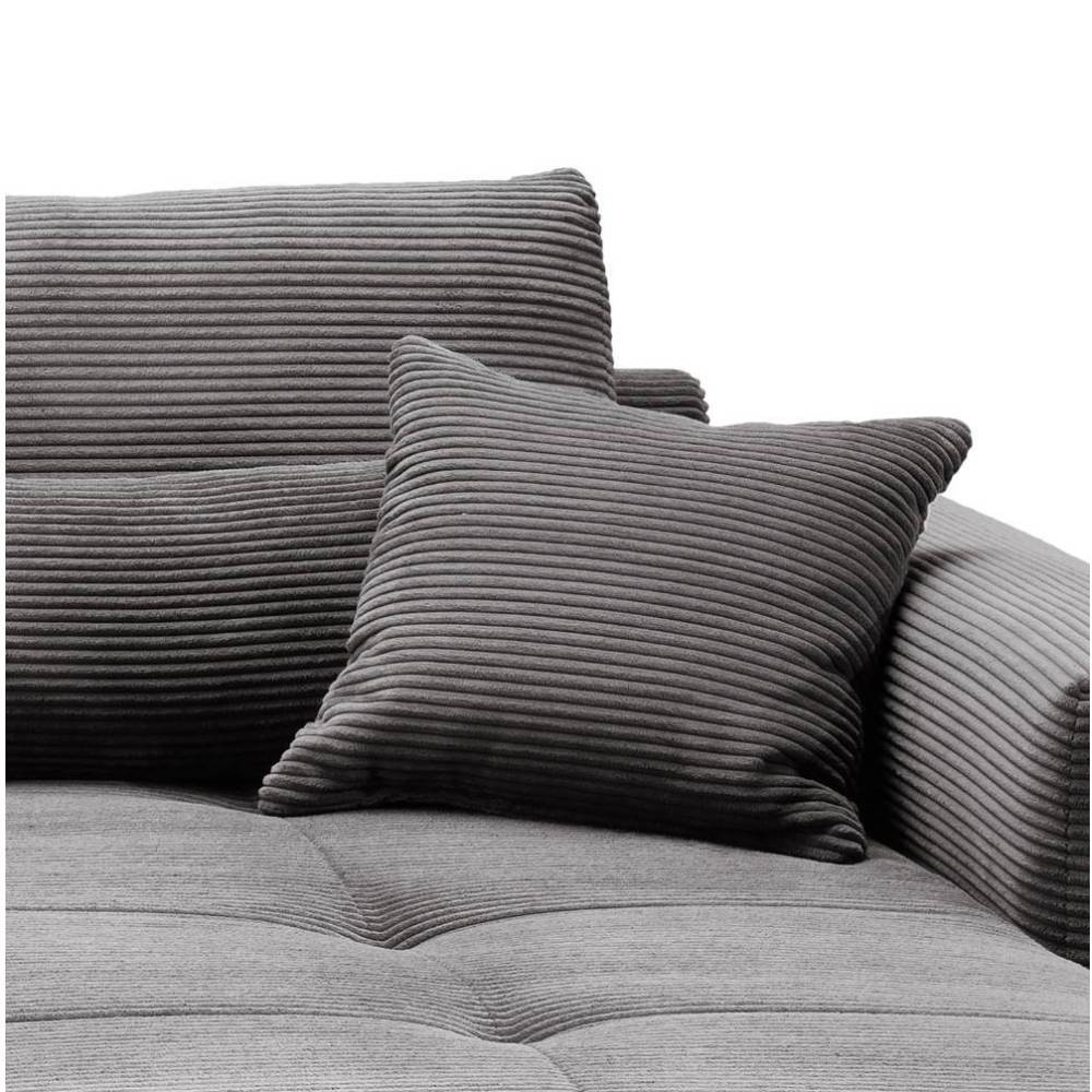 Ecksofa mit Schlaffunktion in Grau Cord - Forcelan