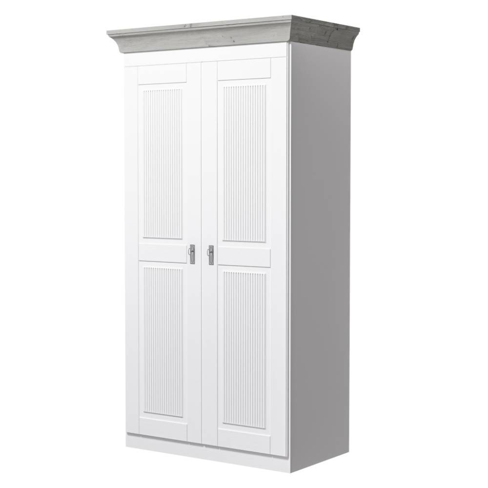 Country Style Schlafzimmerschrank in Weiß mit Grau - Caneon