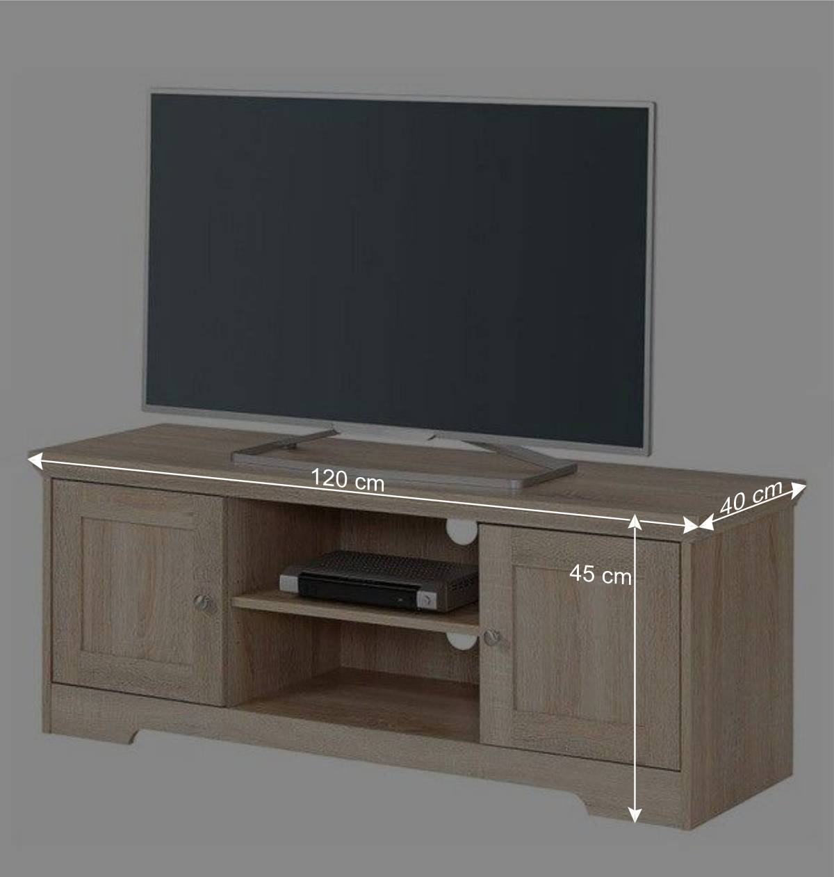 120x45x40 Landhaus TV Element in Eiche Holzdekor - Rienva