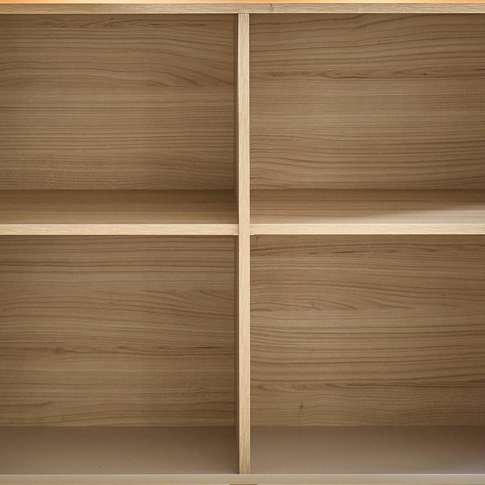 Breites Highboard in Hellgrau und Eiche Hell - Rovigo