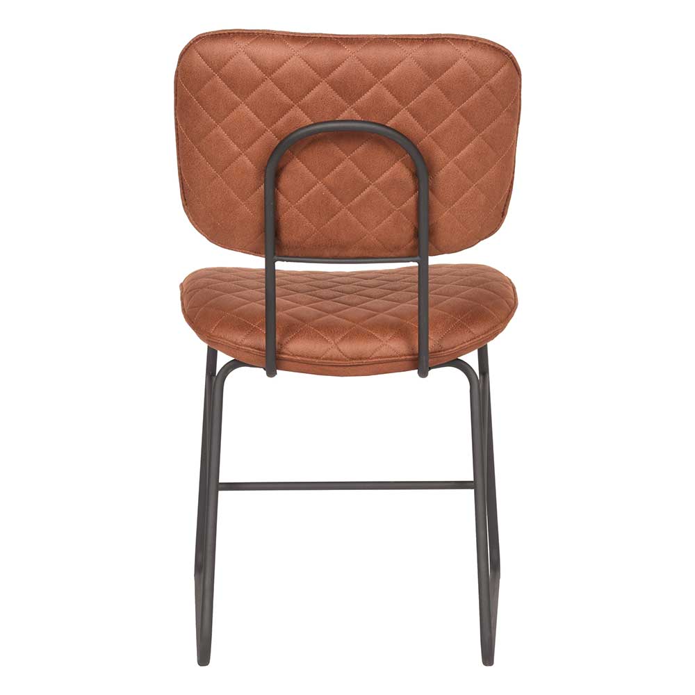 Microfaser Polsterstuhl in Braun Cognac - Vuressa (2er Set)