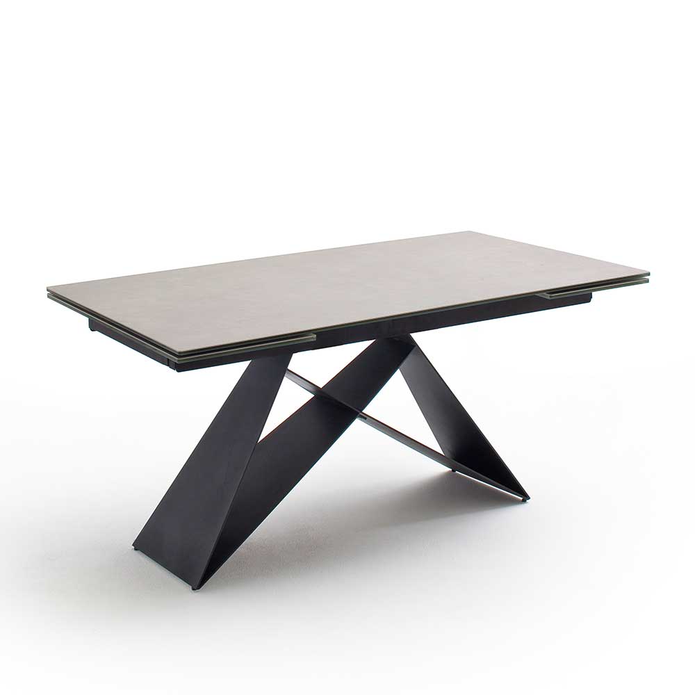 Design Ausziehtisch mit Platte Keramik Hellgrau - Ravia