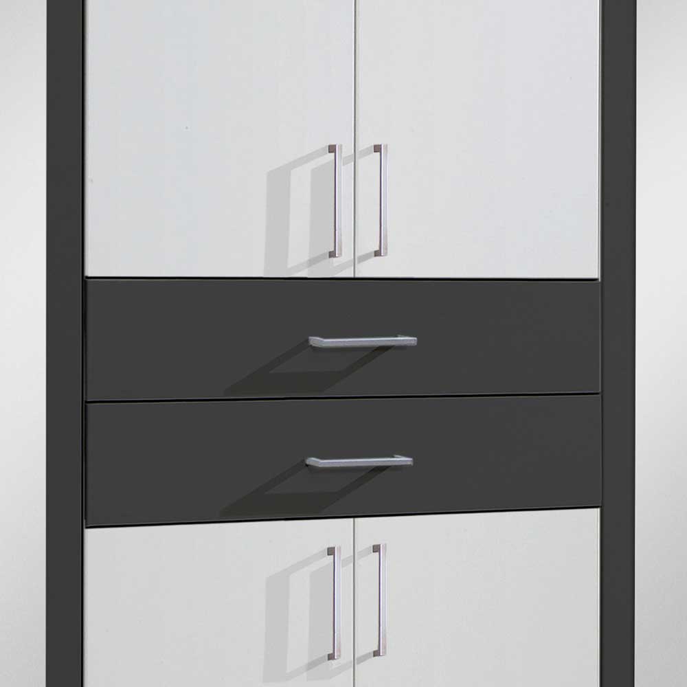 Schlafzimmerschrank in Weiß mit Dunkelgrau - Rosala