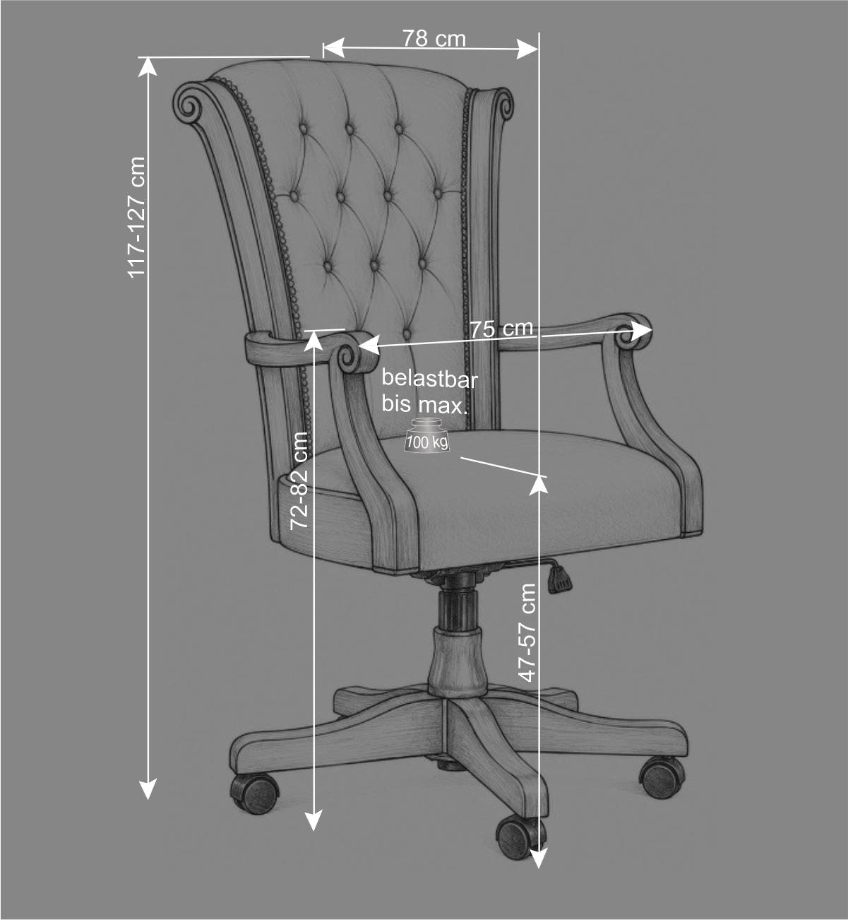 Italienischer Design Bürostuhl in Beige Kunstleder - Albro