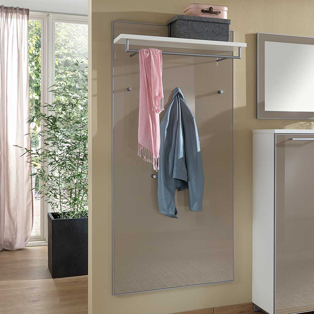 Garderobenmöbel Set Srocca in Taupe Glas beschichtet (dreiteilig)
