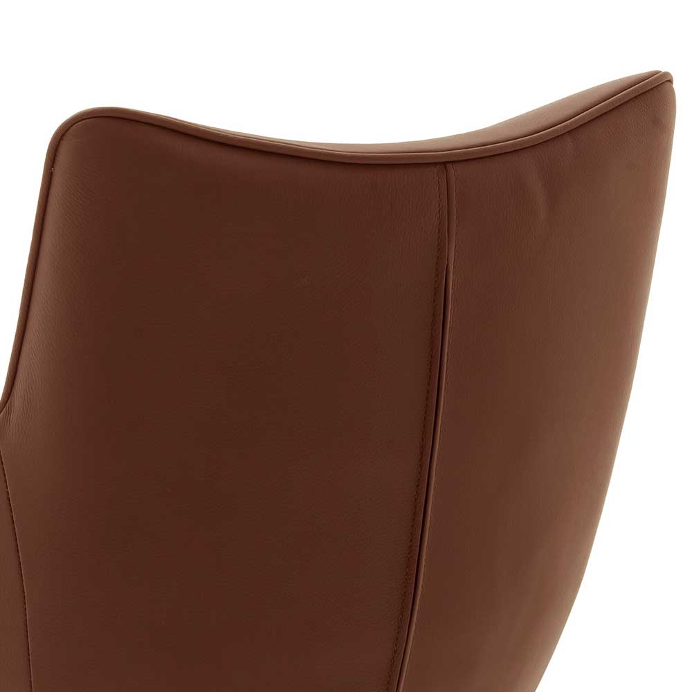 Leder Tischsessel in Braun - Calenia (2er Set)