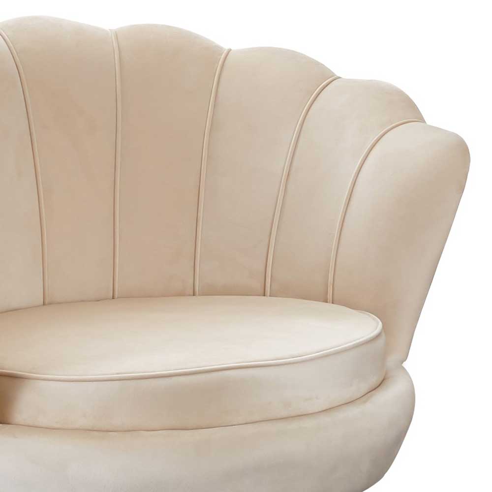 Eleganter Muschelsessel in Beige Samt - Fortlanda