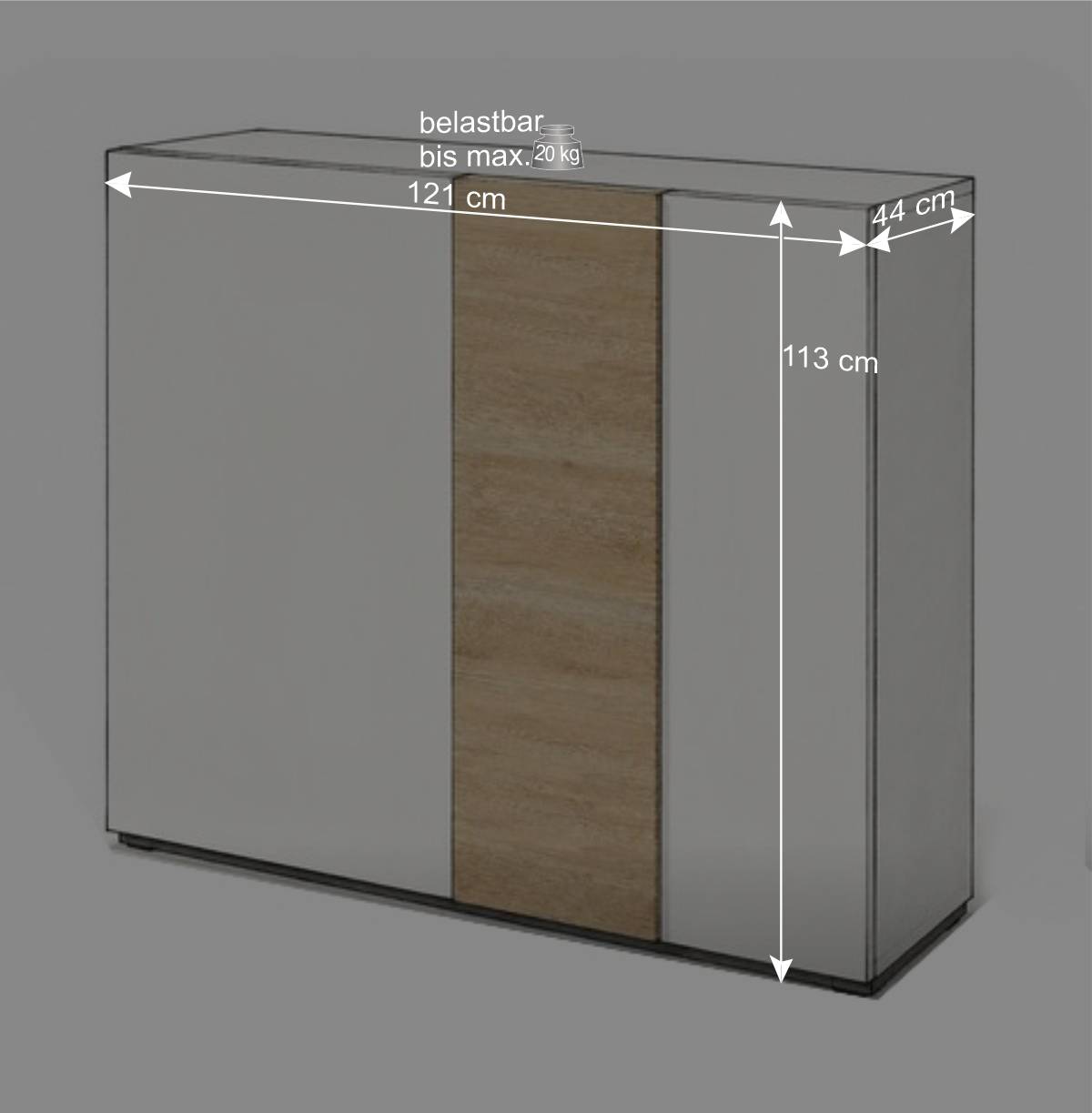 Highboard in Weiß und Wildeiche Optik - Tabea