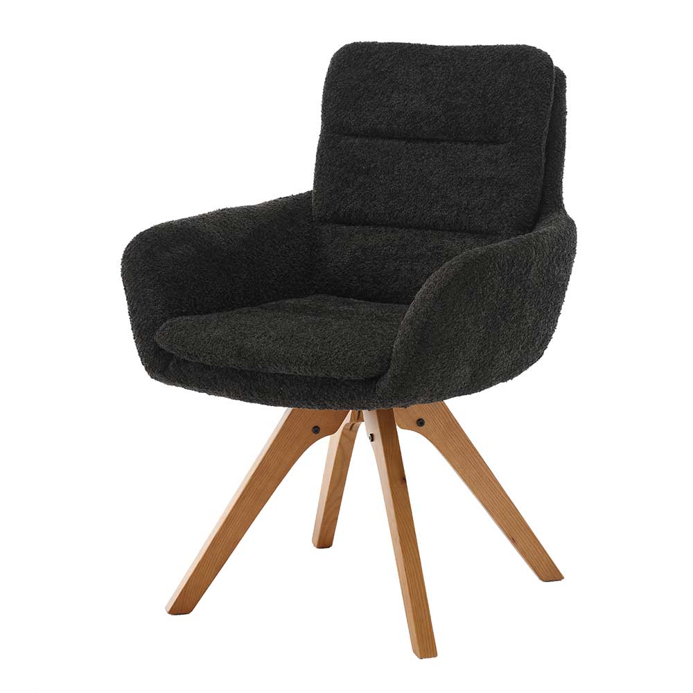 Esstisch Sessel in Anthrazit Boucle - Calmdros (2er Set)