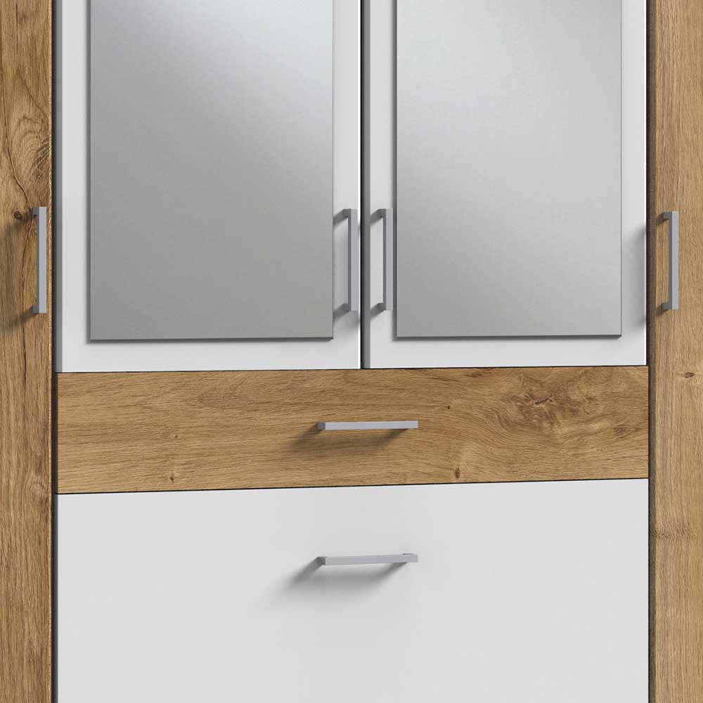 Kombi Kleiderschrank in Plankeneiche mit Weiß - Curacao