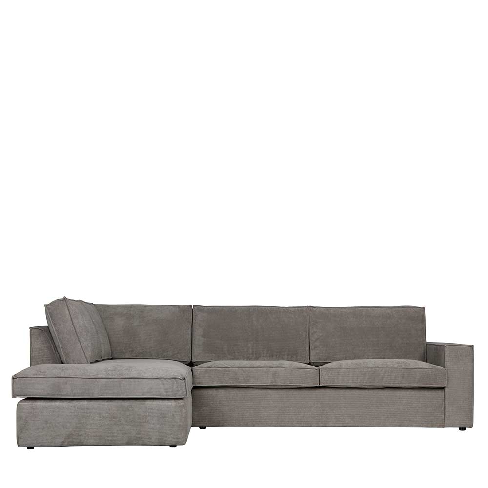 Ecksofa Hope aus Cord-Webstoff und Massivholz