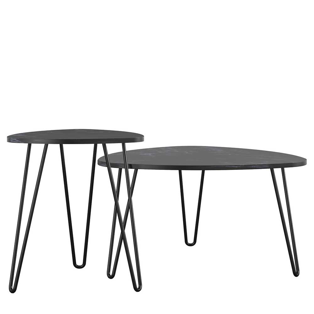Couchtische in Marmor Optik Schwarz - Syndria (zweiteilig)