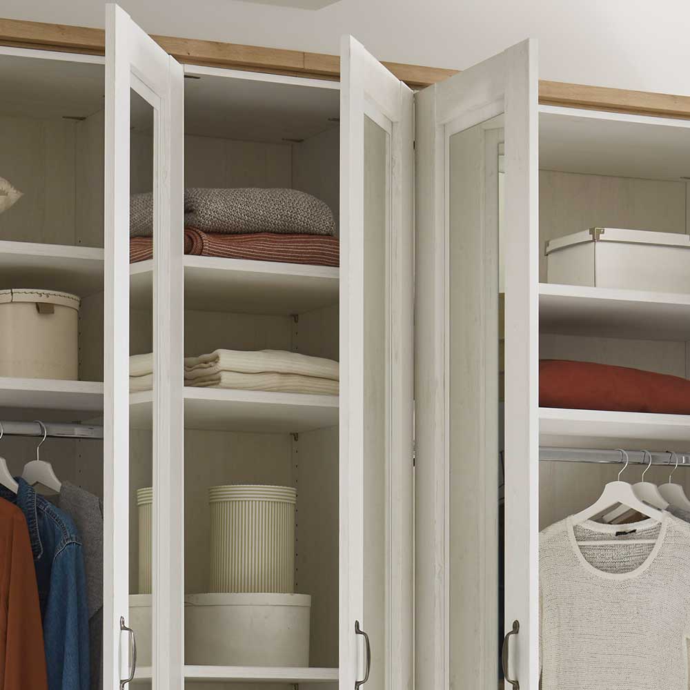 Landhaus Kleiderschrank 5-türig mit Spiegel - Malvissa