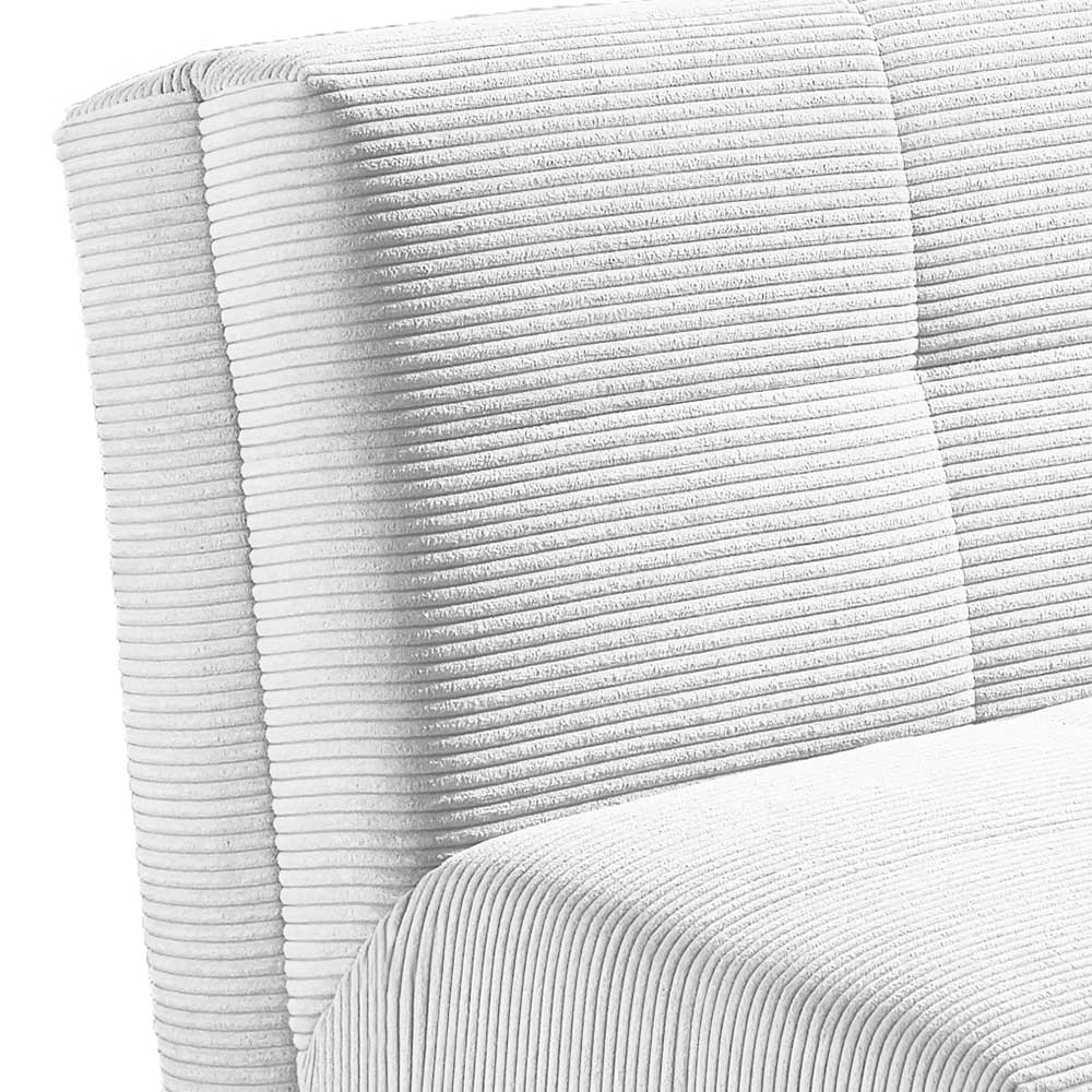 Gerippter Cord Sessel mit strukturierter Rückenlehne und Knopfheftung – Rubrion