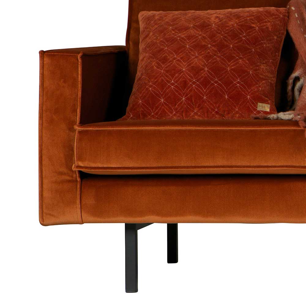 Frei stellbares 3-Sitzer Sofa Retro Naryon mit Samt Rostbraun