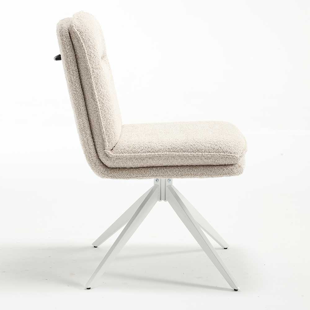Boucle Polsterstuhl in Creme - Dalunzio (2er Set)