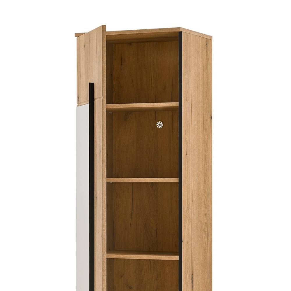 Offener Hochschrank in Eichenholzoptik mit drei praktischen Einlegeböden für den Flur – Moviess