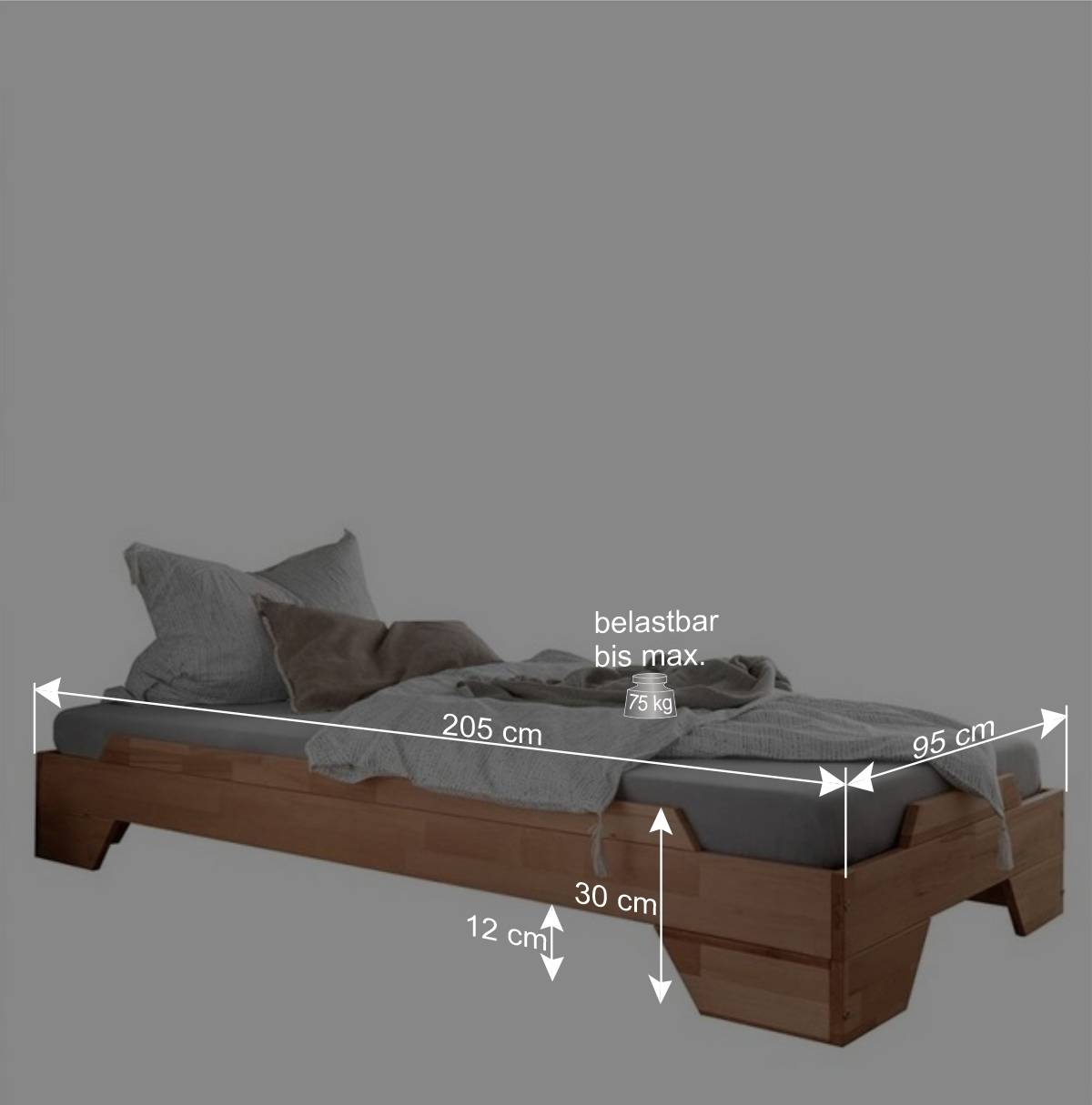 Wildeiche Stapelbett in Parkettverleimung - Annelie