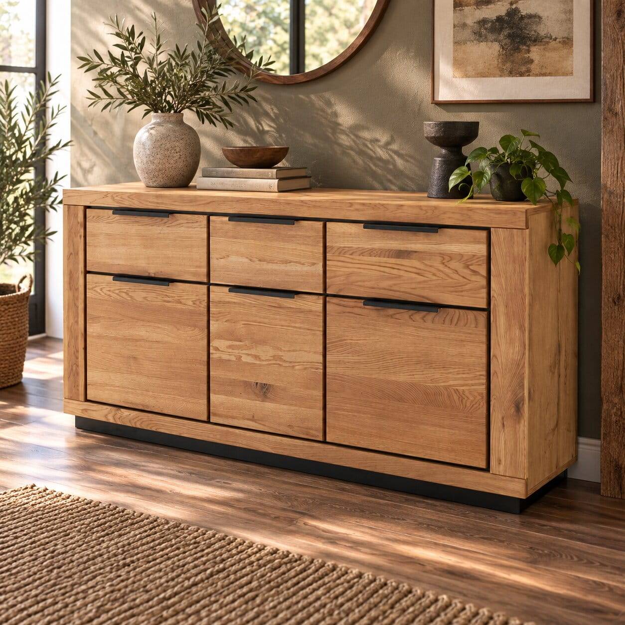Sideboard in Wildeiche mit Schwarz - Vlacoma