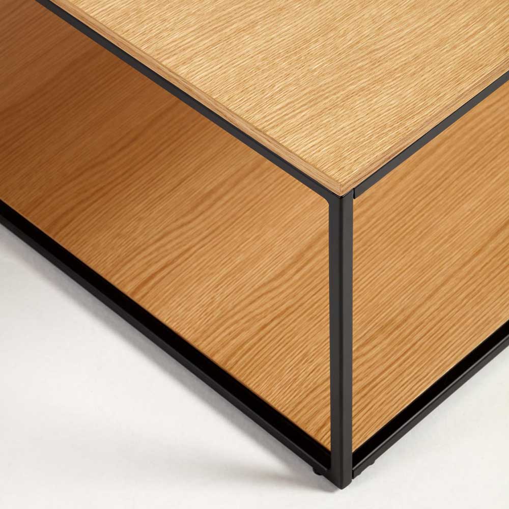 Quadrat Couchtisch in Eiche Natur & Schwarz - Bosso