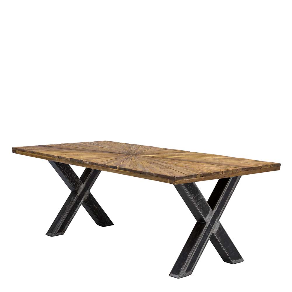 Recyclingholz Designtisch mit Teak Platte - Mocima