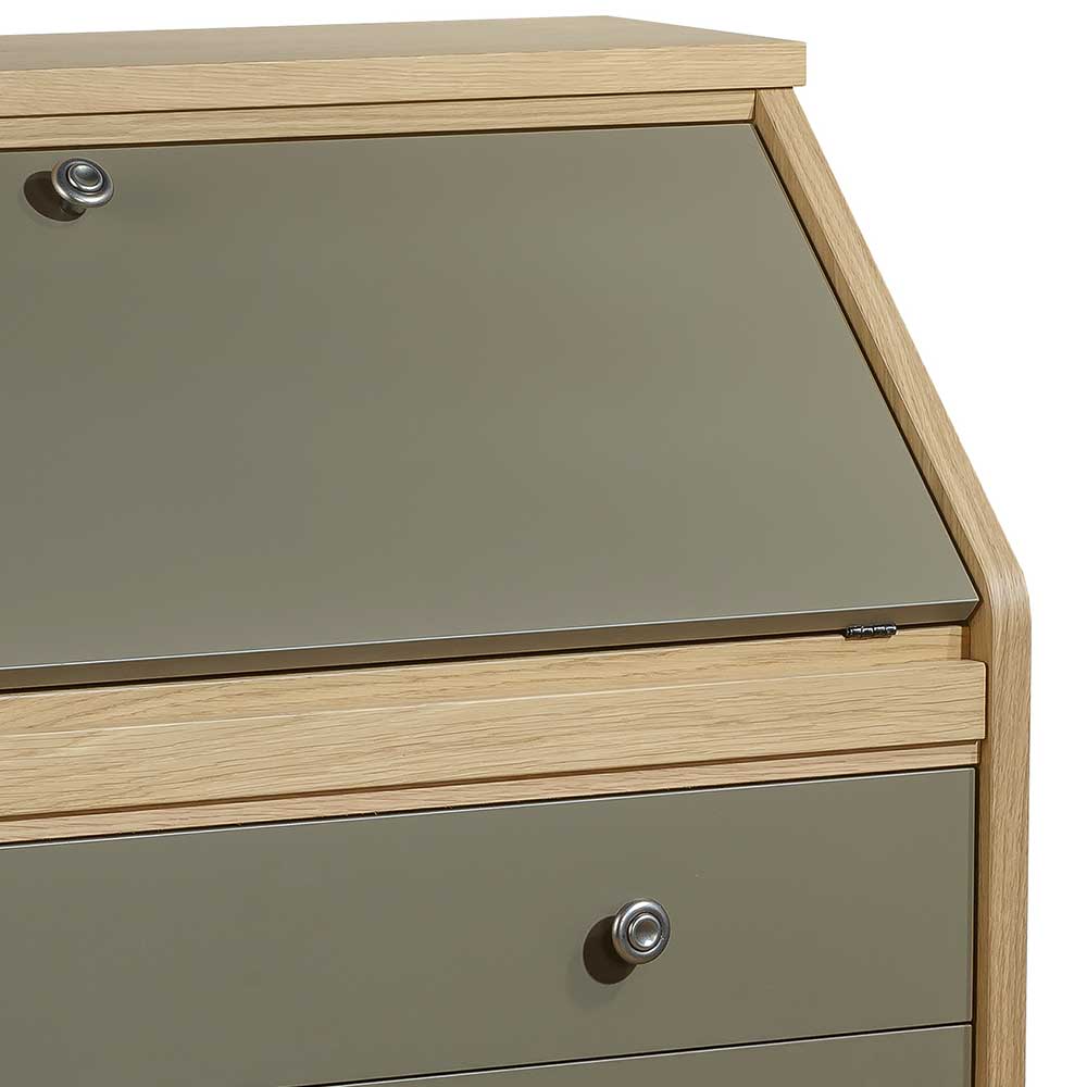 Hochwertiger Schreibschrank in Beigegrau & Eiche - Liaria