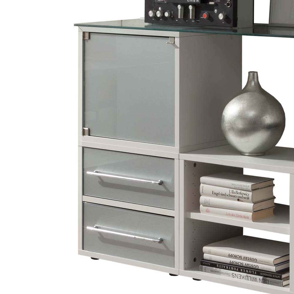 Stylisches Stauraum Möbel in Weiß & Silber - Imtrador