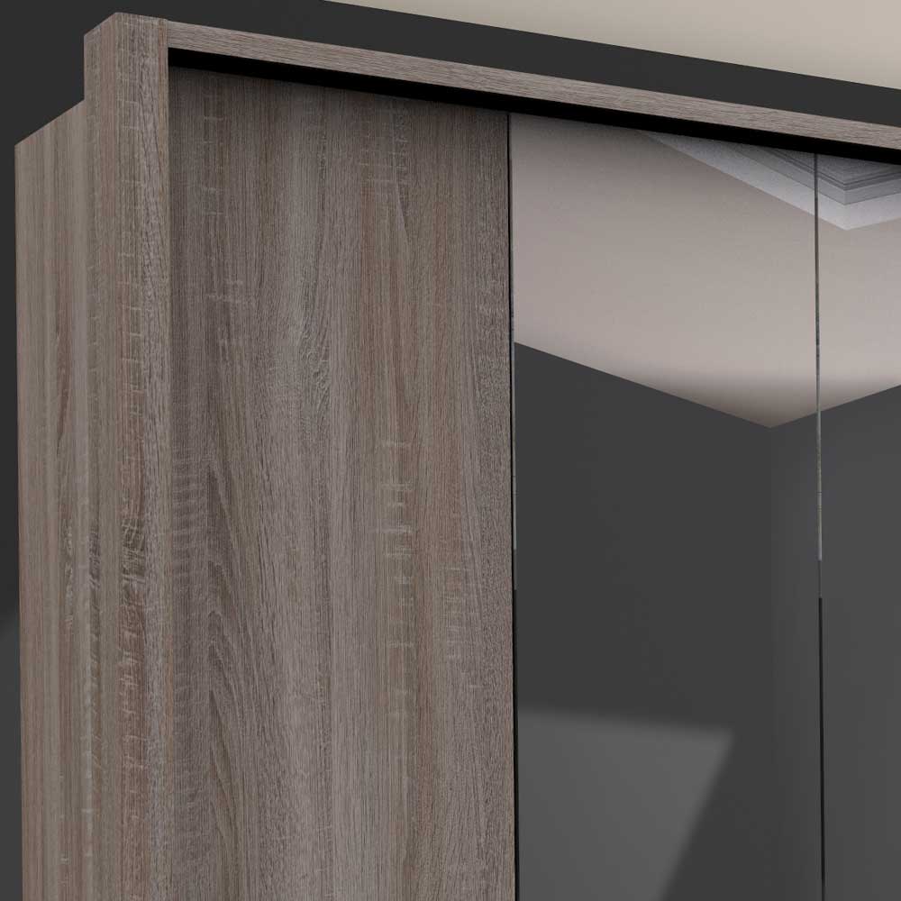 Holzoptik Kleiderschrank mit Spiegel - Crenba