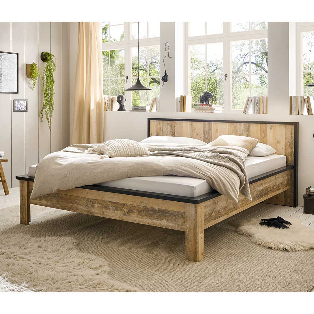 Bett mit Nachtkonsolen & Schrank - Naiavio (vierteilig)