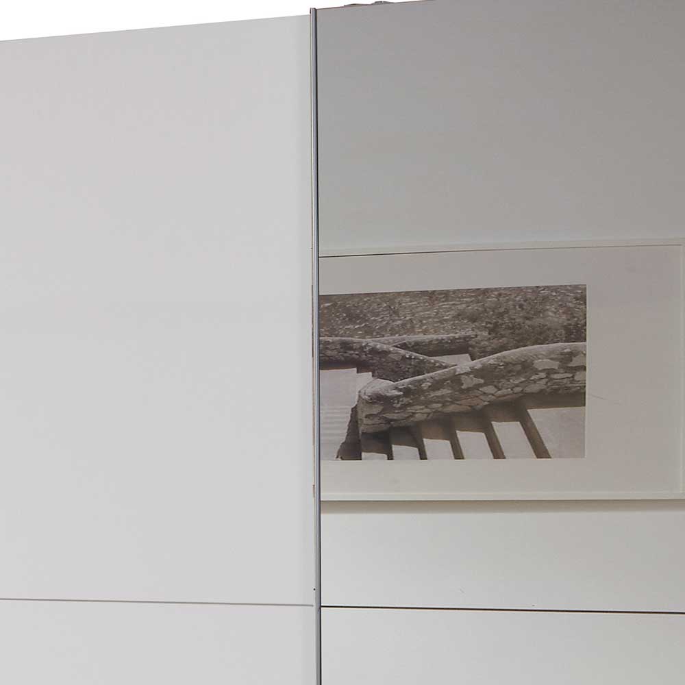 Schwebetürenkleiderschrank in Weiß mit Spiegel - Uvaiano