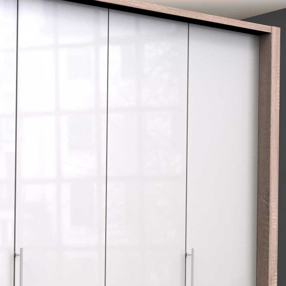 Geräumiger Schlafzimmerschrank in Weiß Glas - Bosays
