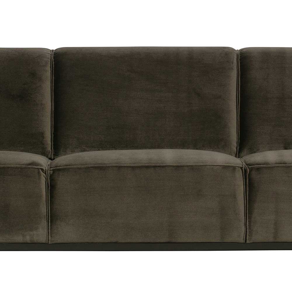 230x77x93 Dreier Samtsofa in Dunkelgrün - Bonany
