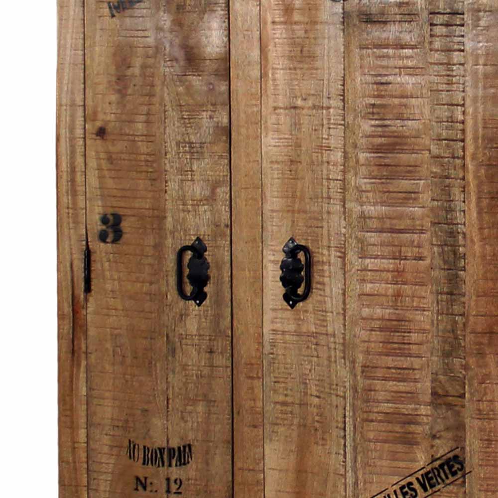 Industry Dielenschrank Indri aus Holz rustikal mit Schrift-Drucken