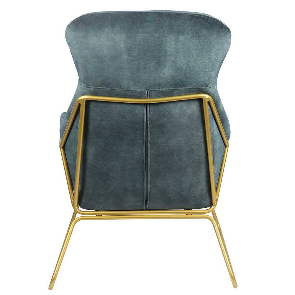 Polstersessel in Blau & Messing - Amarello