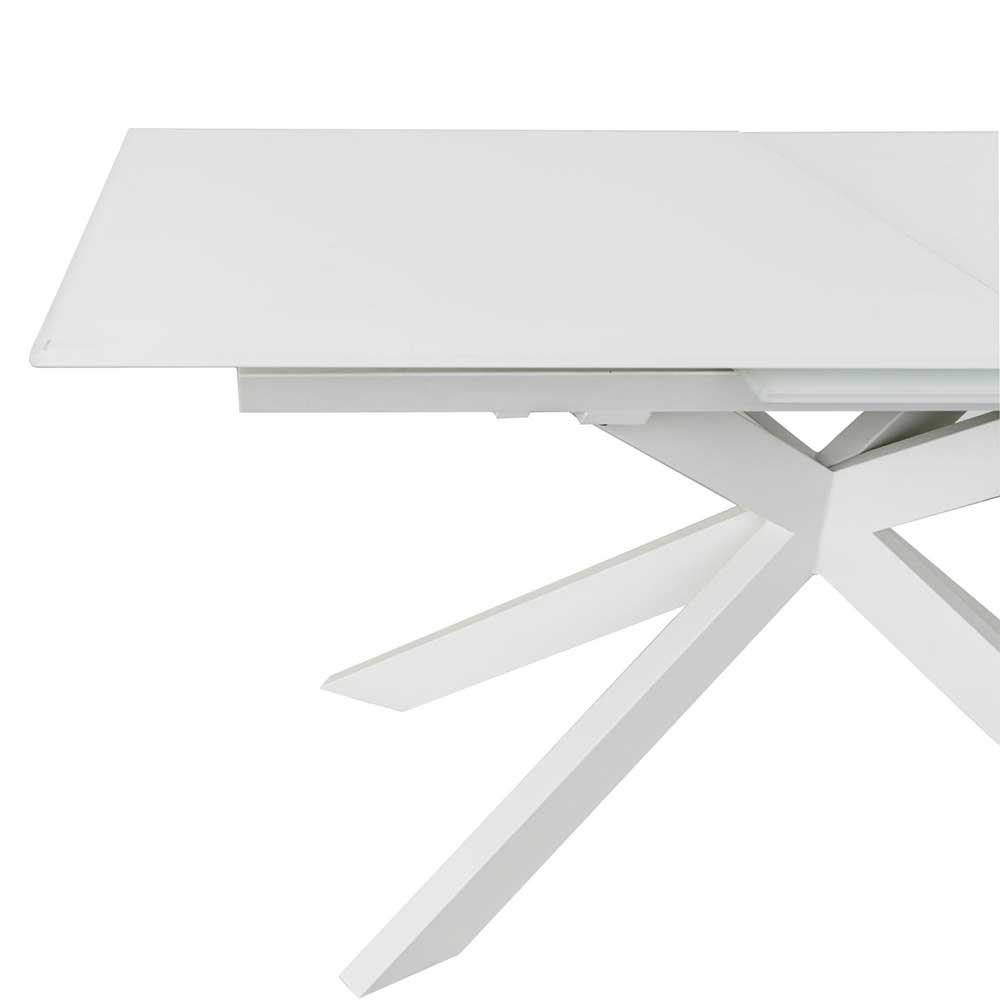 Weißglas Tisch mit Liftmechanik Auszug - Glasper