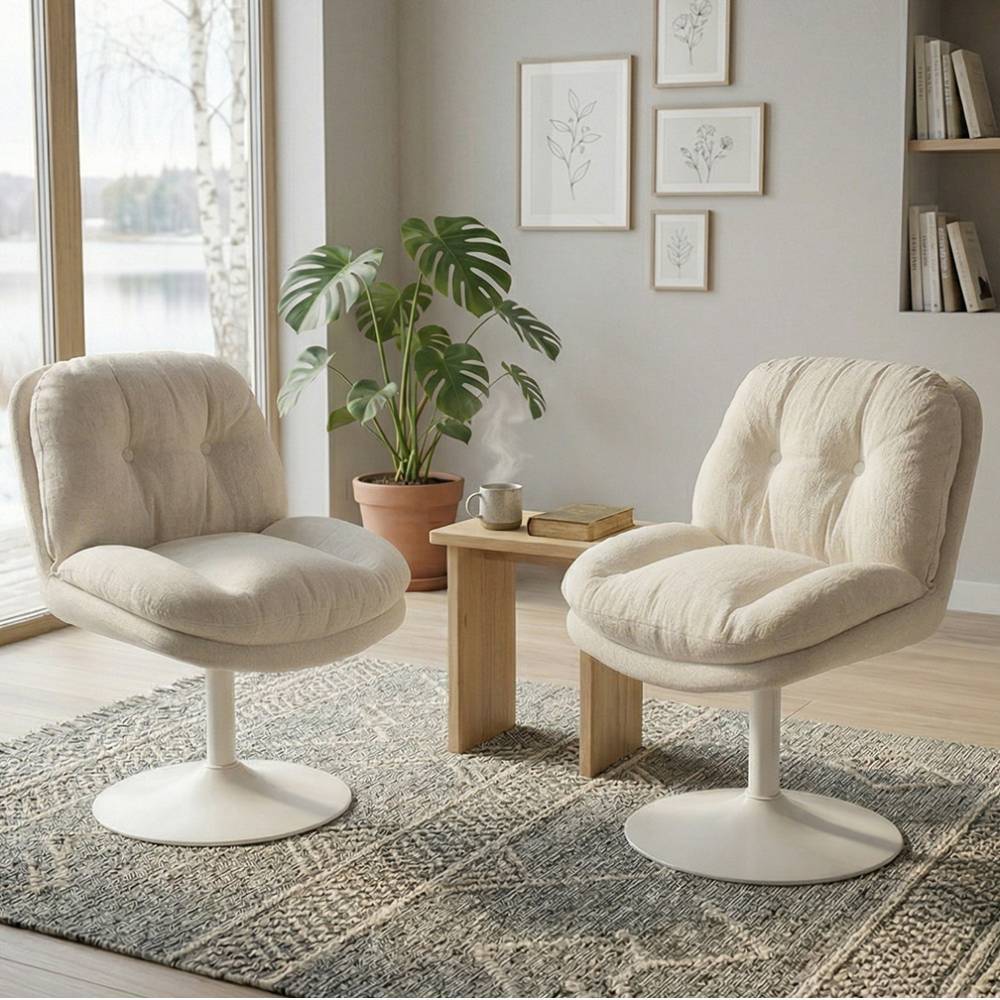 Designstühle in Offwhite Boucle - Prozatura (2er Set)