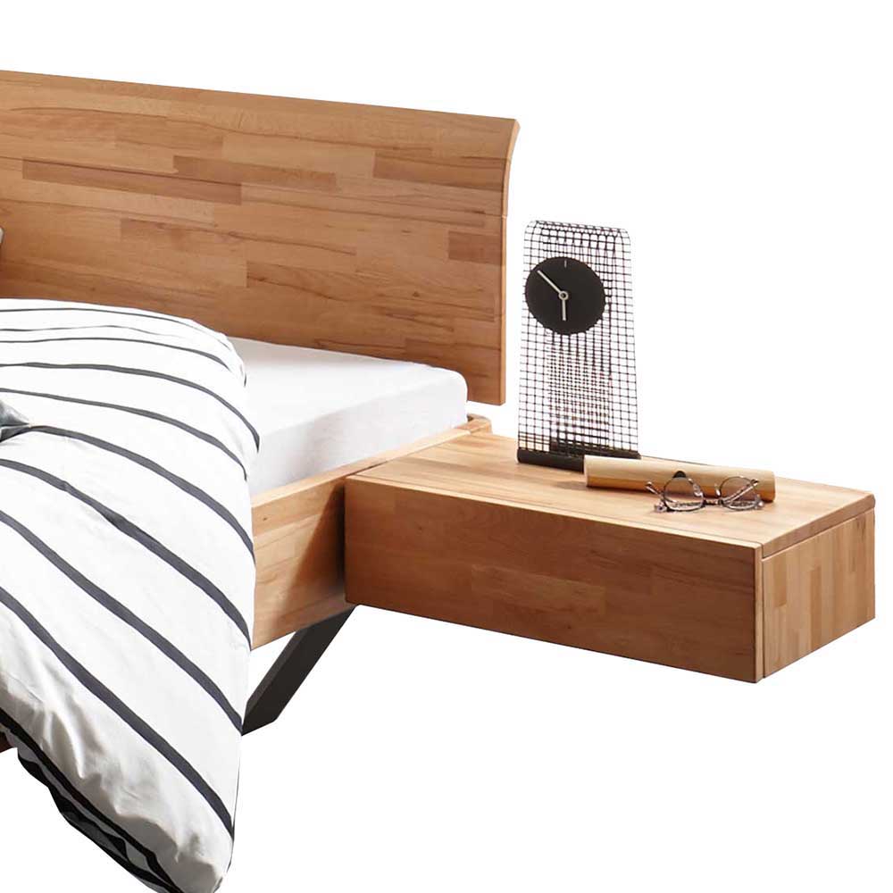 Massivholzbett & Hänge-Nachttische - Zirack (dreiteilig)