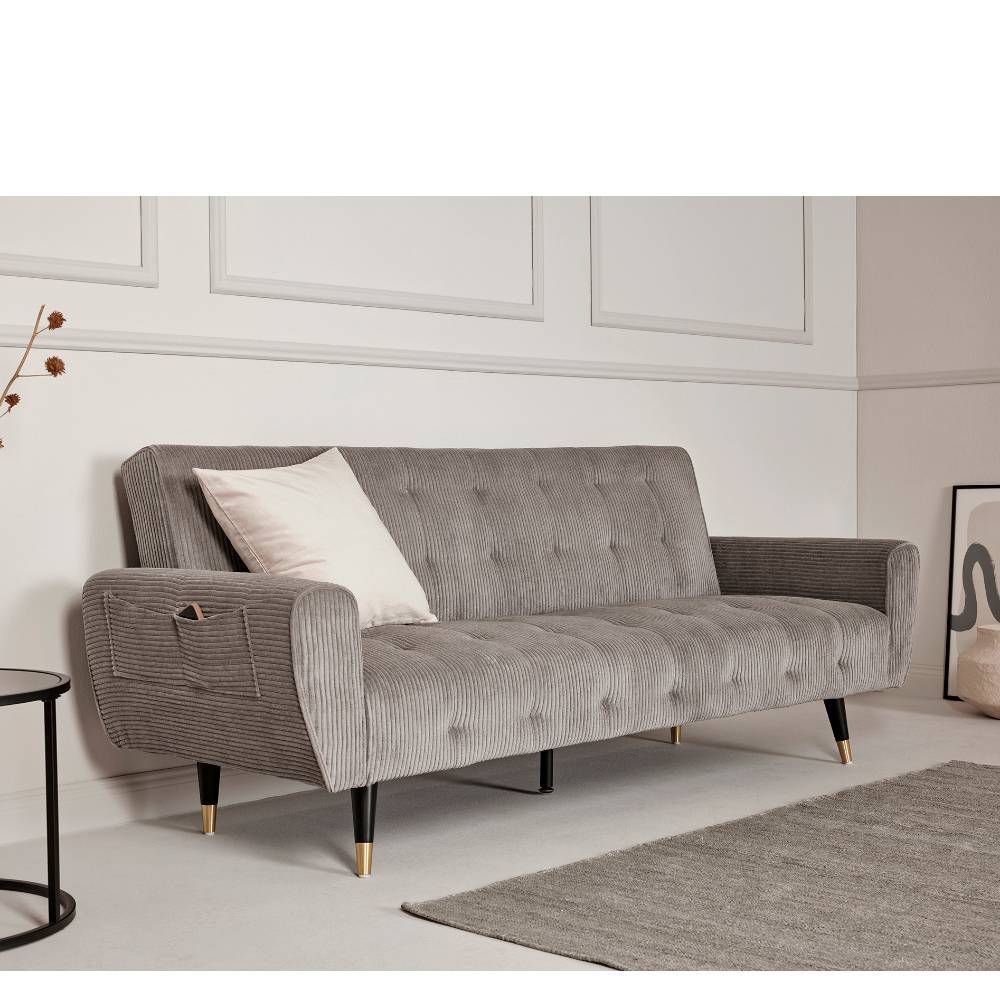 Cord-Schlafsofa in Grau - Ranuves