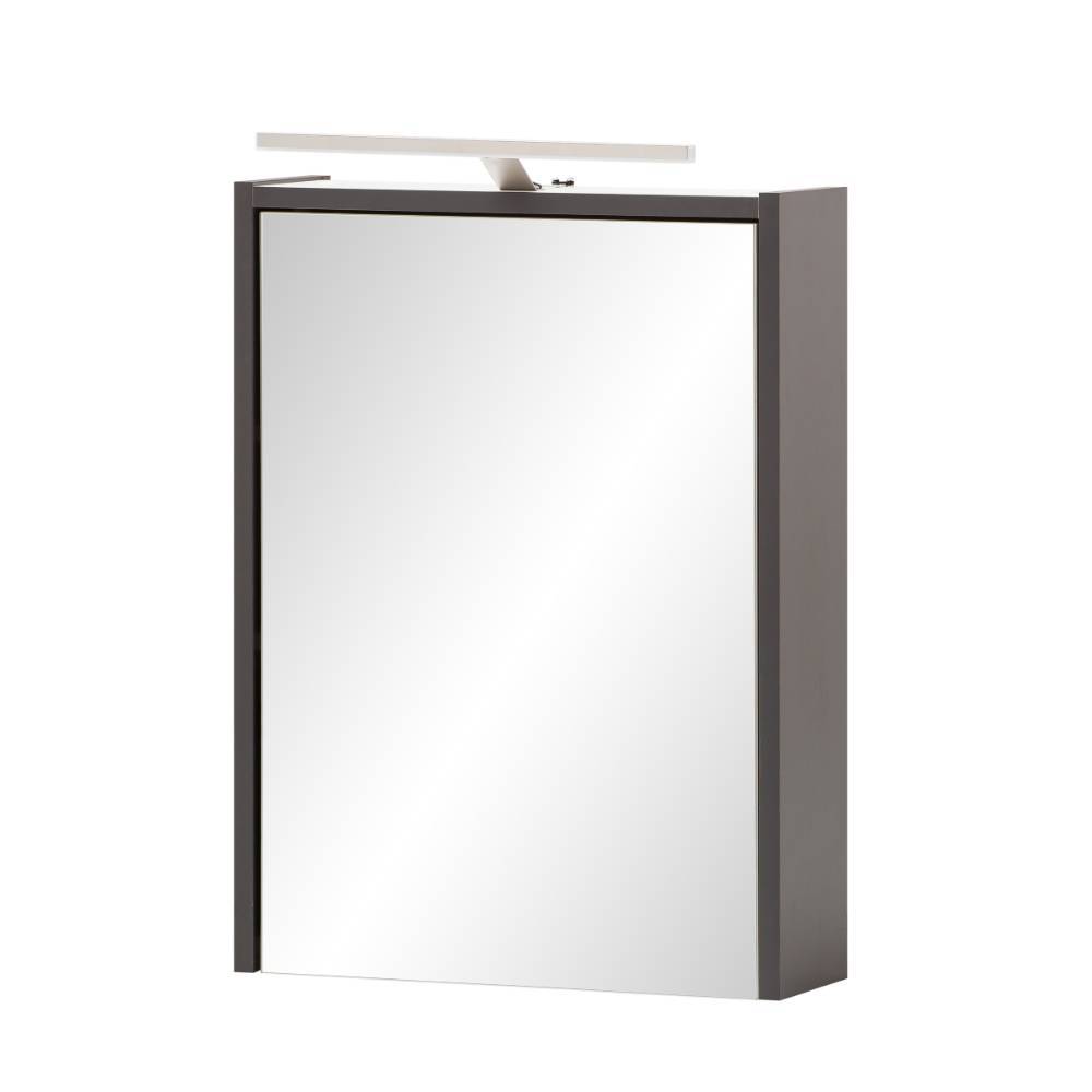 Eleganter 44cm Spiegelschrank in Anthrazit für das Badezimmer, mit Spiegeltür und Licht – Teshion