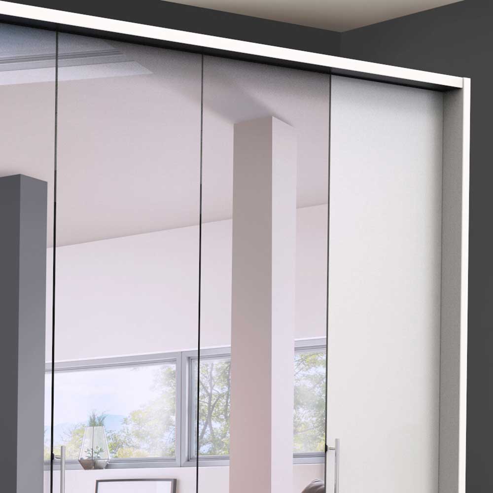 Schlafzimmerschrank mit Spiegel & Glas Front in Weiß - Dolienca
