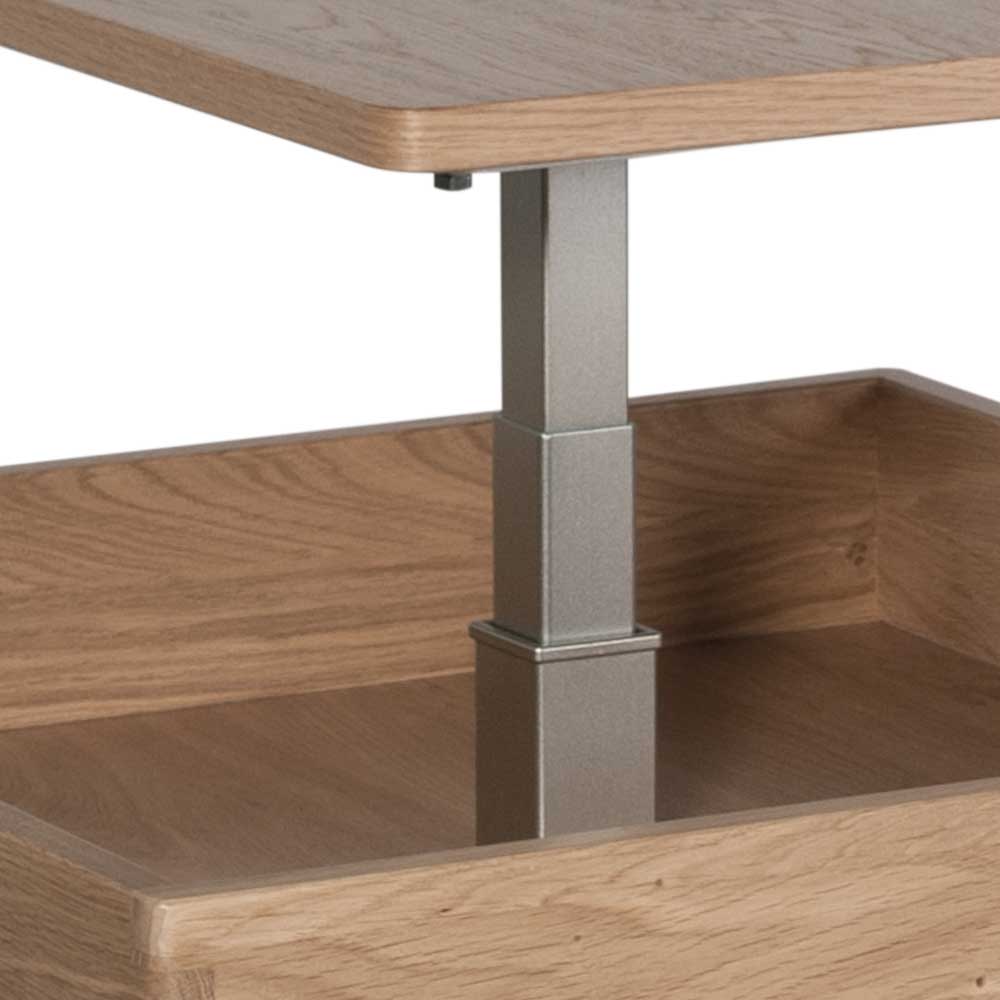 Höhenverstellbare Metallmechanik des Wohnzimmertisches mit ausziehbarer Holzplatte – Elzias