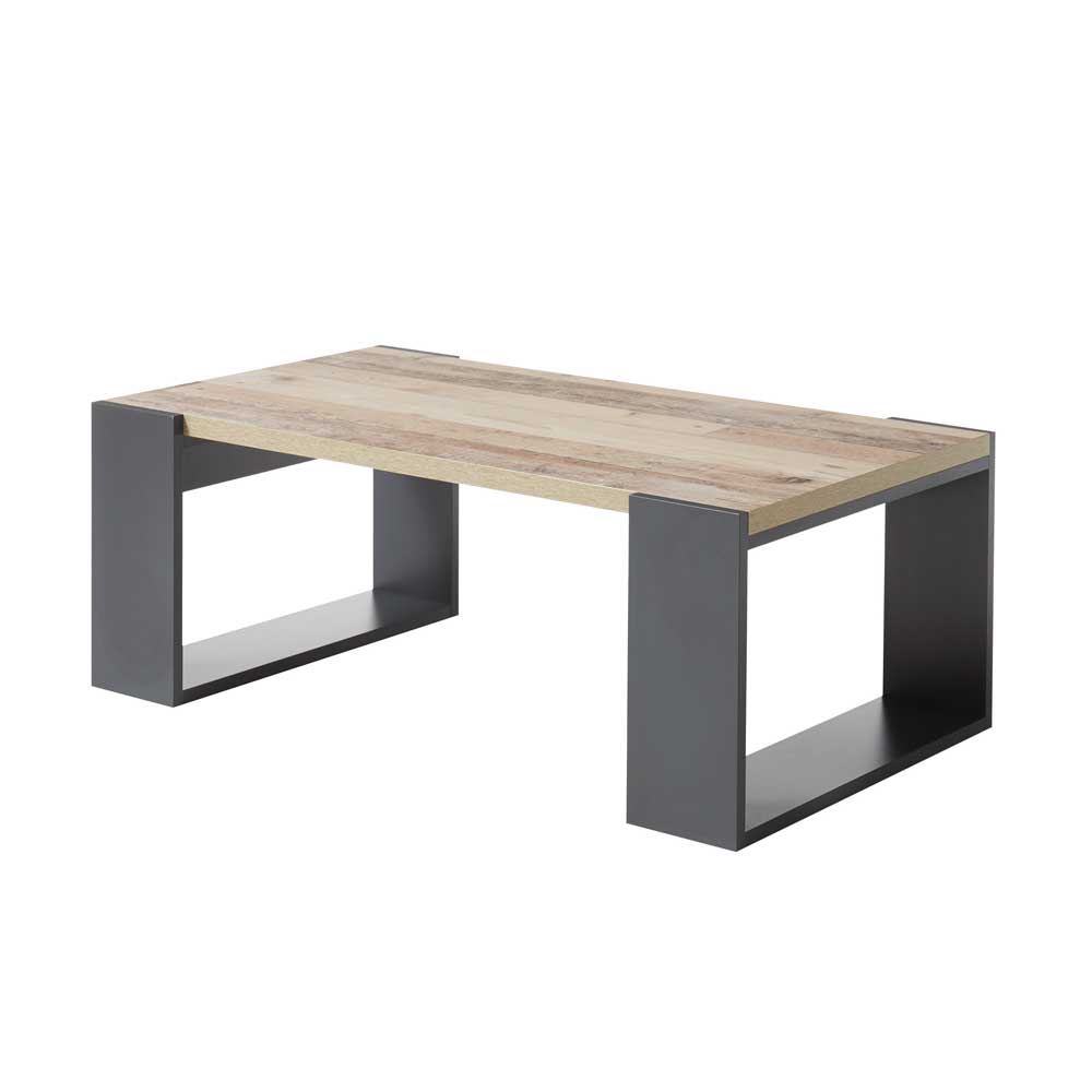Sofatisch in verwitterter Holzoptik & Anthrazit - Ennis