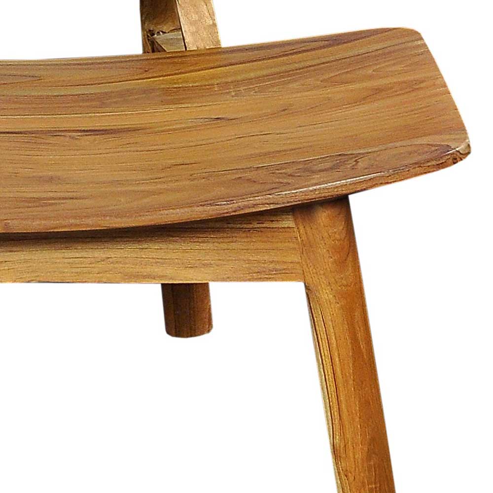 Ergonomisch geformte Sitzfläche aus massivem Teakholz des Holzstuhls – Vivienno