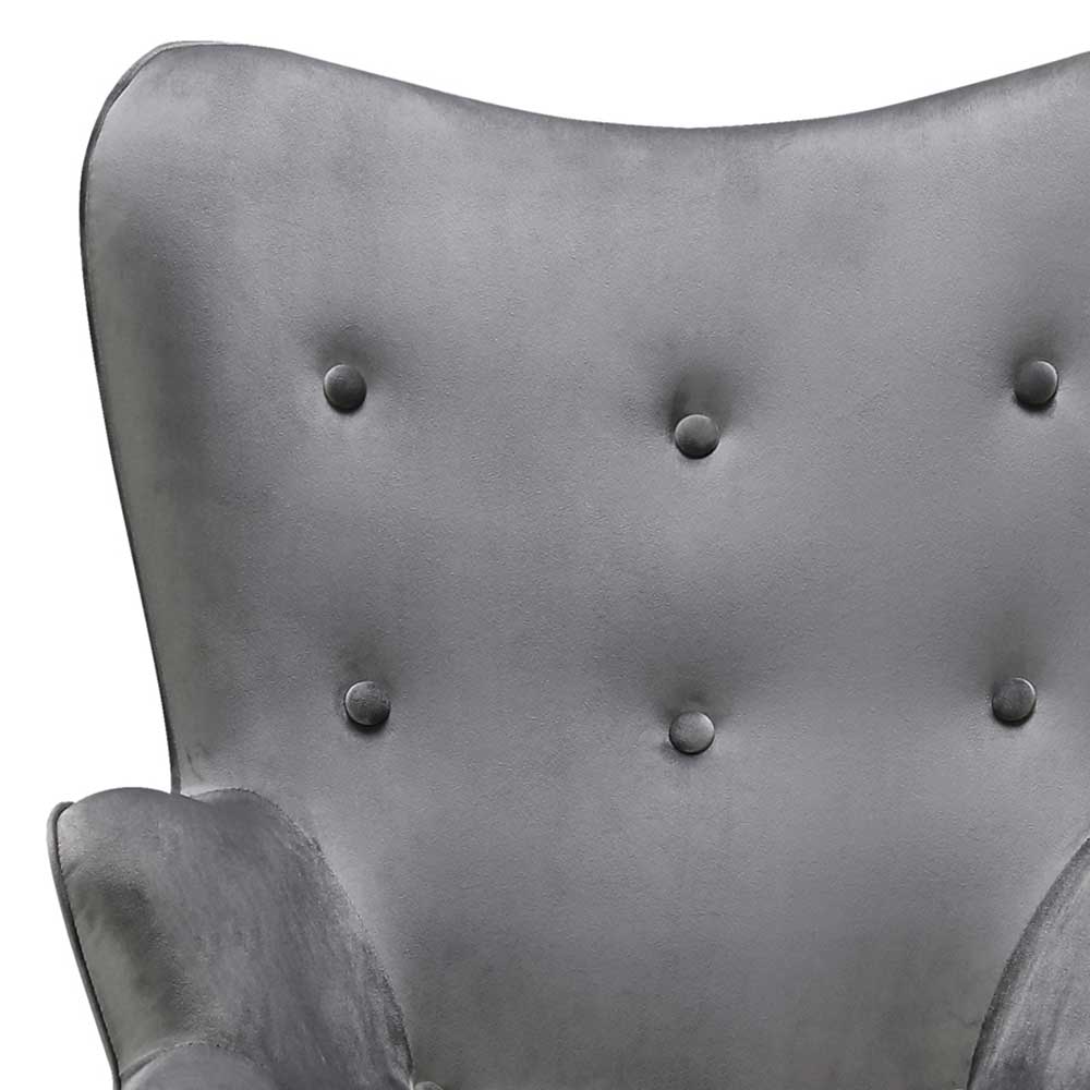 Skandi Sessel in Grau Samt - Jakalyn
