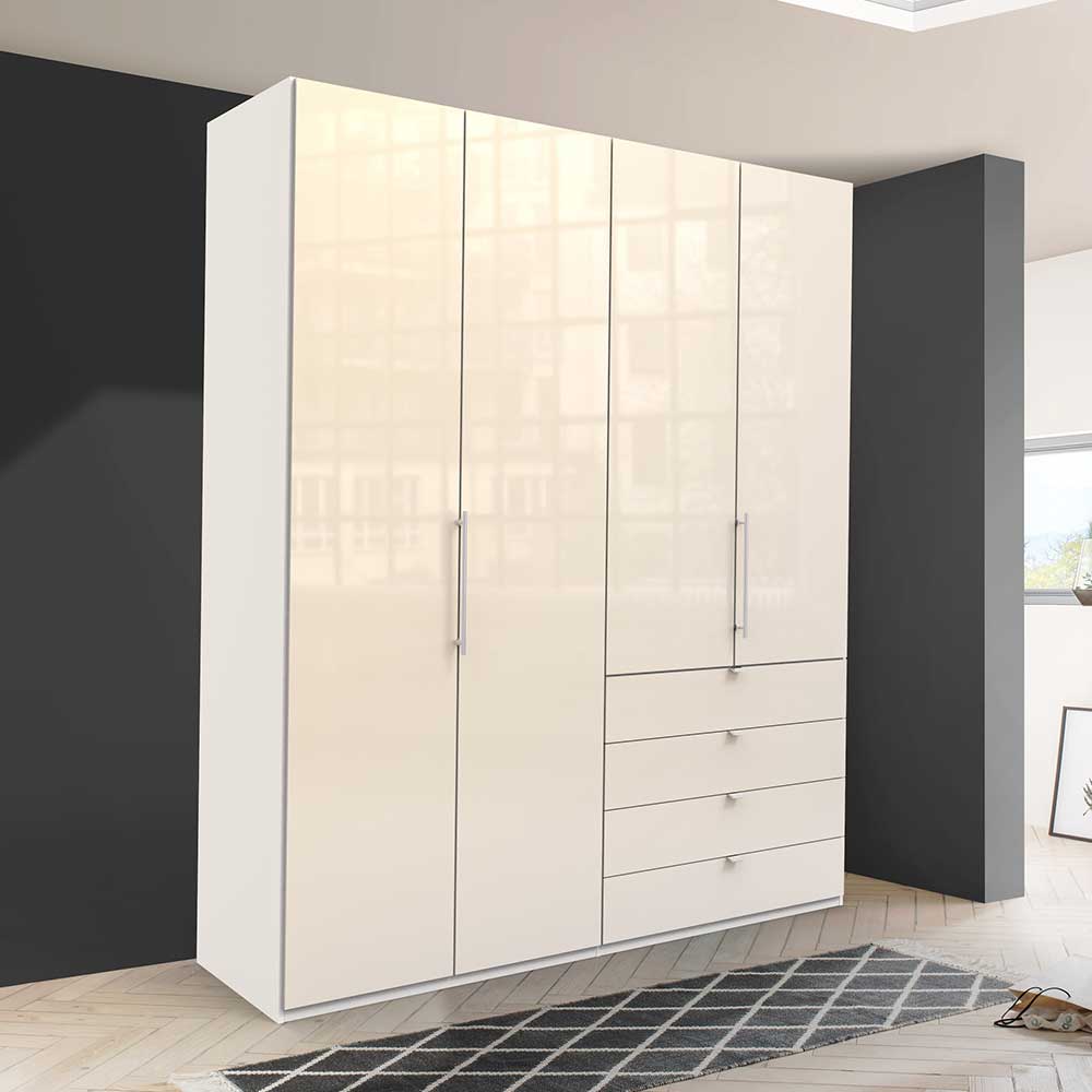 Kombi-Schlafzimmerschrank in Creme Glas - Zidarie