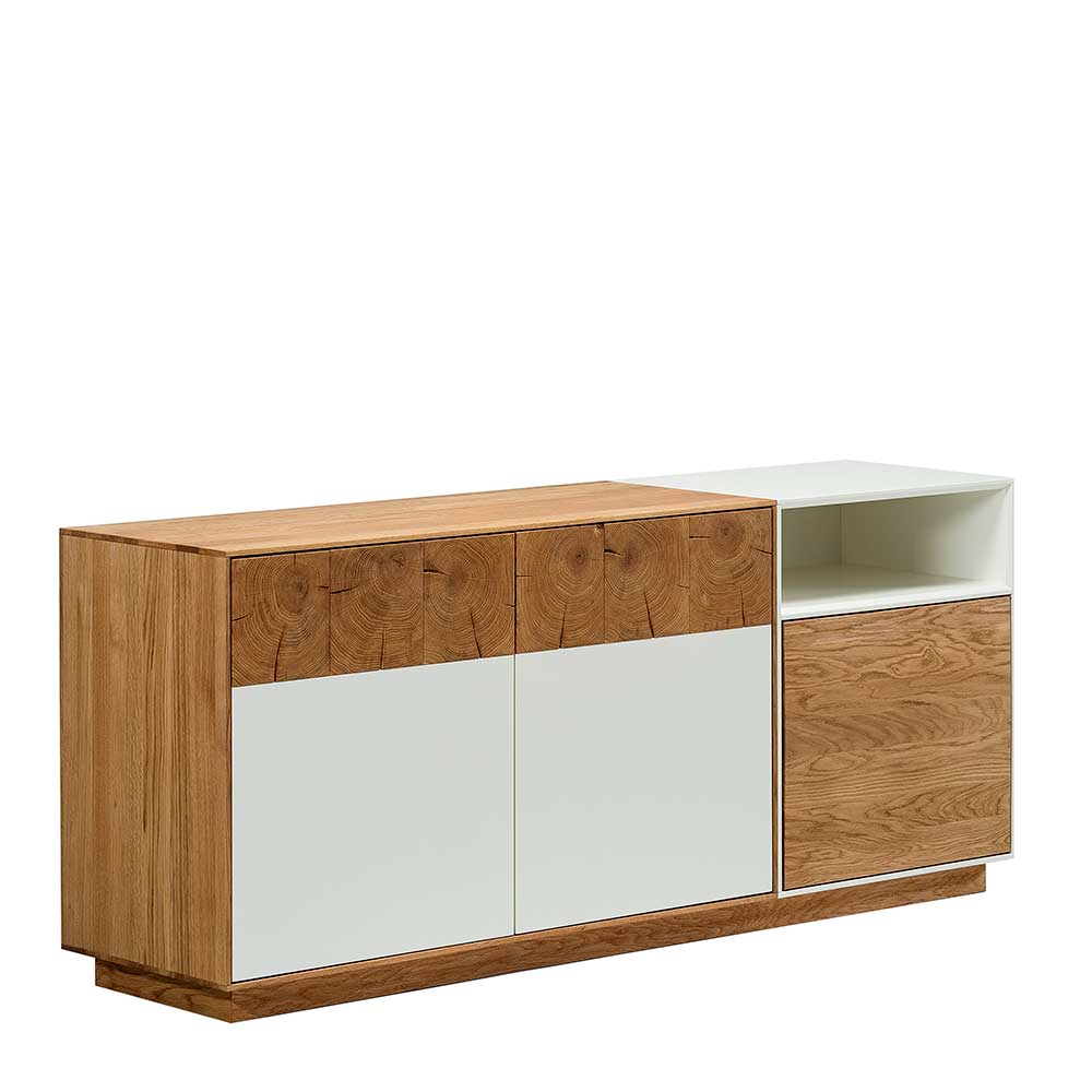 Schlichtes Design Sideboard in Weiß & Eiche - Smonia