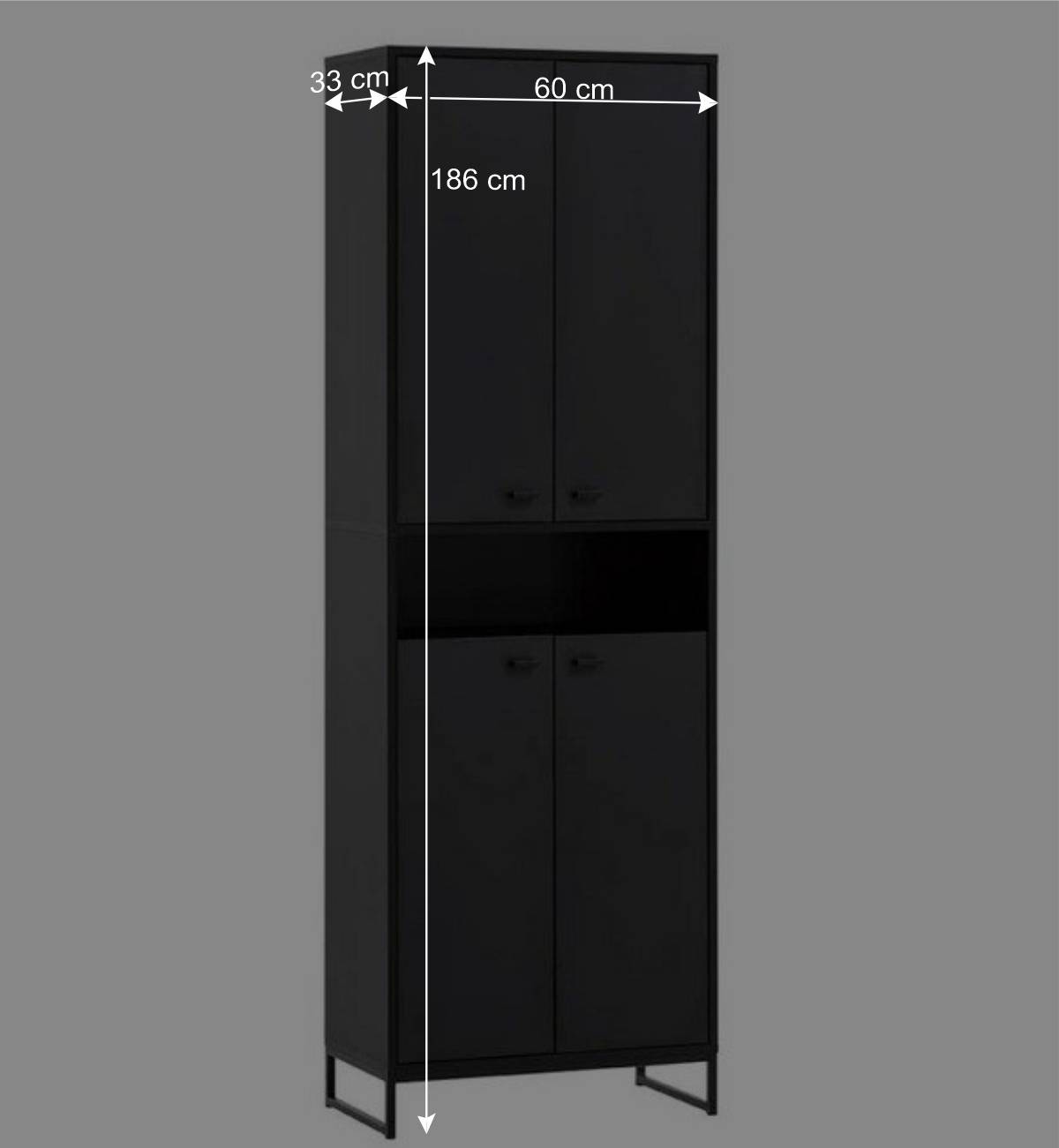 60x186x33 Hoher Schuhschrank mit 4 Türen & Fach - Anderian